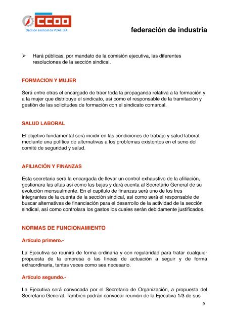 normas congreso - FederaciÃ³n de Industria - CCOO