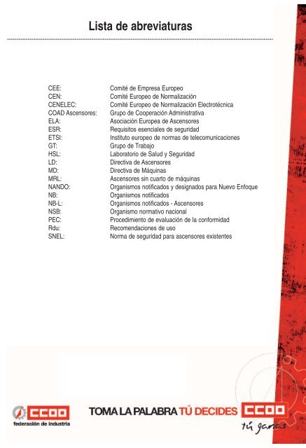 una visiÃ³n sindical del sector de los ascensores - FederaciÃ³n de ...