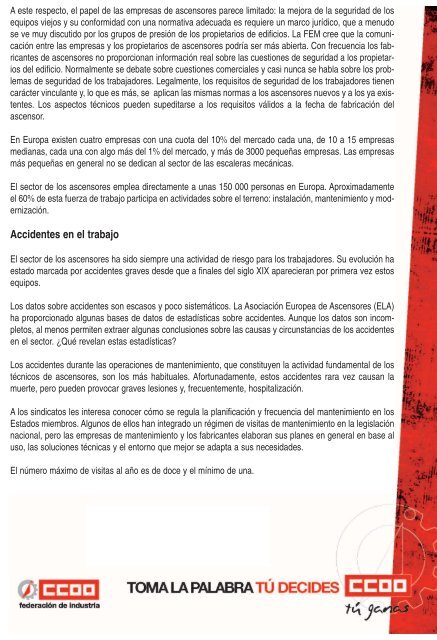 una visiÃ³n sindical del sector de los ascensores - FederaciÃ³n de ...