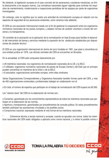 una visiÃ³n sindical del sector de los ascensores - FederaciÃ³n de ...