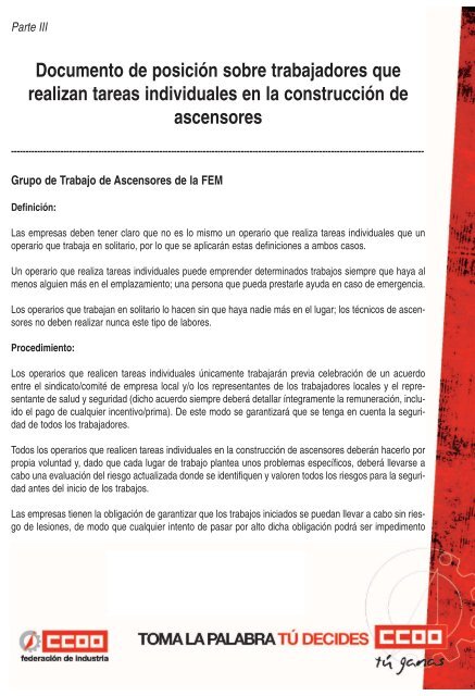 una visiÃ³n sindical del sector de los ascensores - FederaciÃ³n de ...