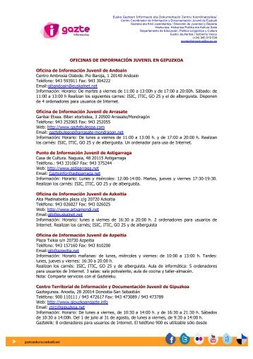 oficinas en Gipuzkoa - Euskadi.net
