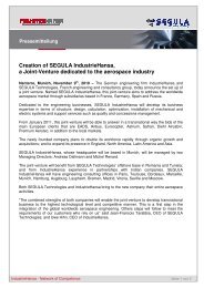 Creation of SEGULA IndustrieHansa - Industriehansa Consulting ...