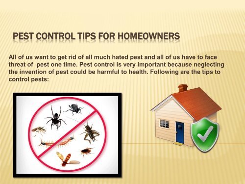 PEST CONTROL TIPS FOR HOMEOWNERS