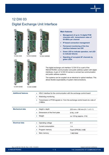 Digital Exchange Unit - Industronic