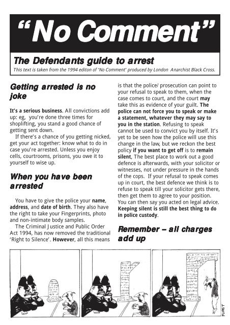 No Comment The Defendants Guide To Arrest Uk Indymedia No Comment The Defendants Guide To Arrest Uk Indymedia