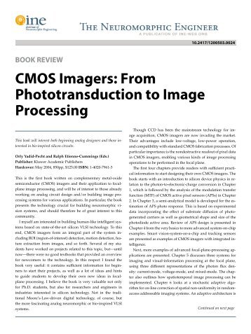 CMOS Imagers: From Phototransduction to Image Processing - The ...