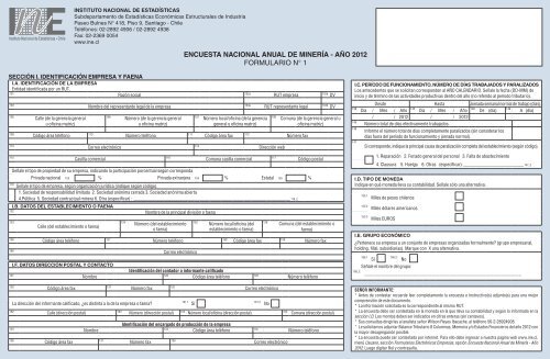 Formulario 1: Establecimiento Minero - Instituto Nacional de ...