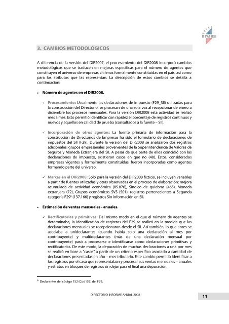 Directorio Nacional de Empresas Informe Anual 2008 - INE ValparaÃ­so