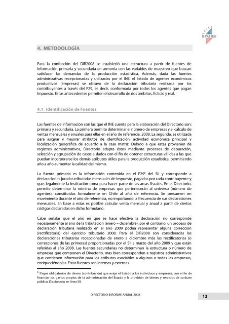 Directorio Nacional de Empresas Informe Anual 2008 - INE ValparaÃ­so