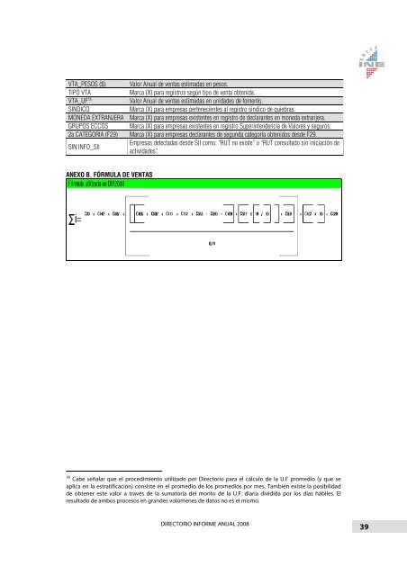 Directorio Nacional de Empresas Informe Anual 2008 - INE ValparaÃ­so