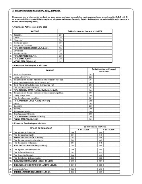 Encuesta Longitudinal a Empresas aÃ±o 2009 - Instituto Nacional de ...