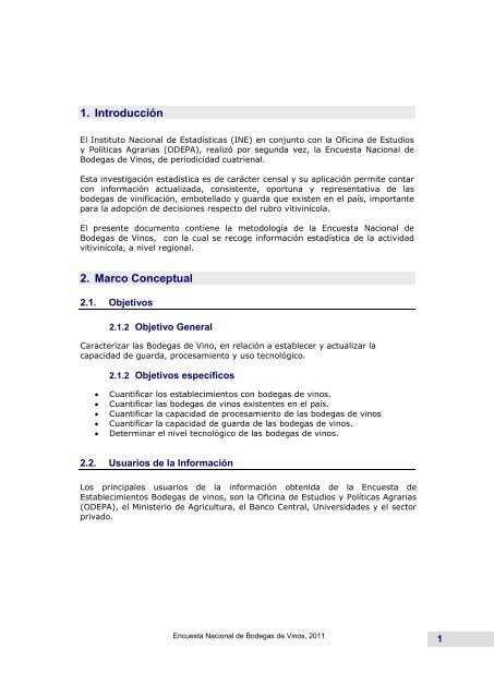 MetodologÃ­a Encuesta Nacional Bodegas de Vino 2011 - Instituto ...