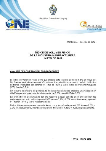 Ã­ndice de volumen fisico de la industria manufacturera mayo de 2012