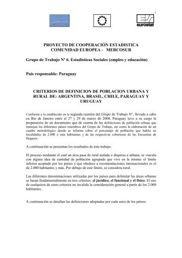 Criterios de definiciÃ³n de poblaciÃ³n urbana y rural de - Instituto ...