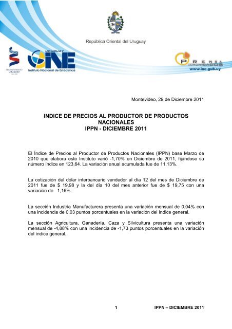 indice de precios al productor de productos nacionales ippn