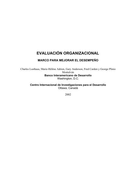 EVALUACIÃN ORGANIZACIONAL - Instituto Nacional de EstadÃ­stica
