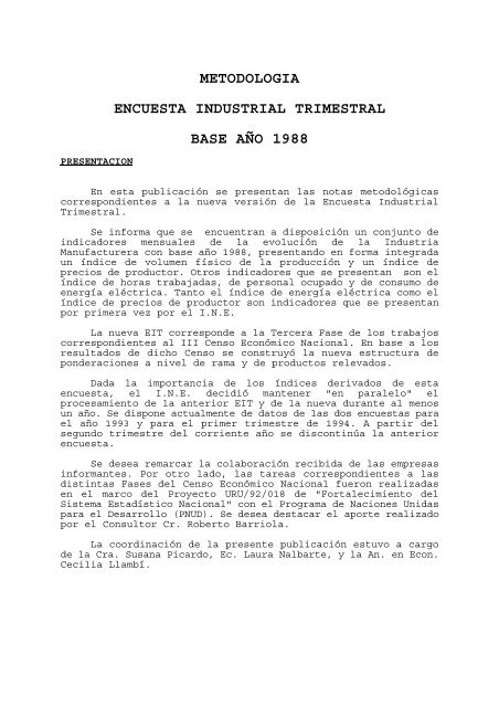 MetodologÃ­a Encuesta Industrial Trimestral, CIIU RevisiÃ³n 2 Base