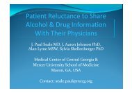 Patient reluctance to share alcohol and drug screening ... - INEBRIA