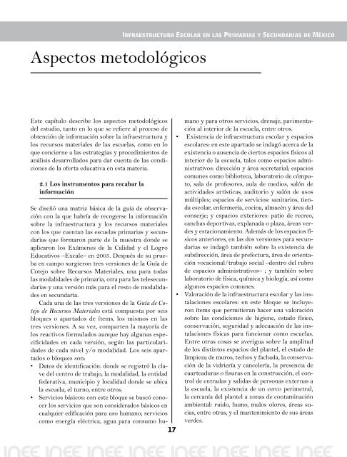 Infraestructura Escolar en las Primarias y Secundarias de MÃ©xico