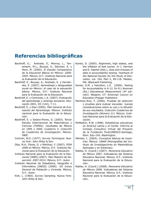 Referencias bibliogrÃ¡ficas - Instituto Nacional para la EvaluaciÃ³n de ...