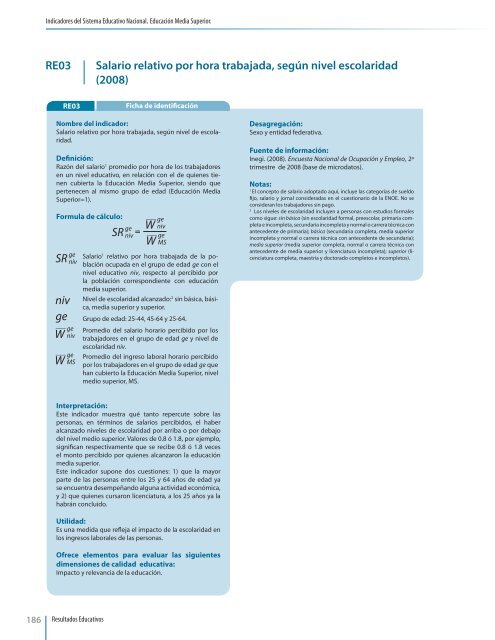 Panorama Educativo de MÃ©xico 2009 - Instituto Nacional para la ...