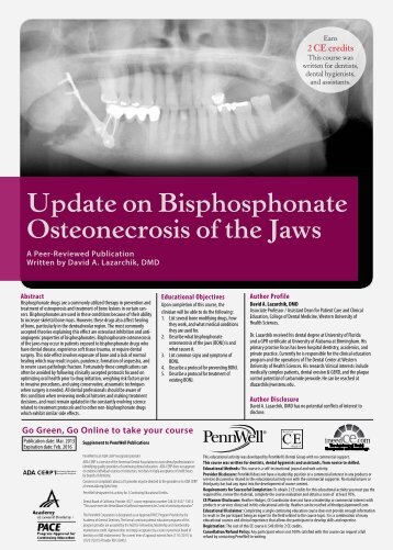 Update on Bisphosphonate Osteonecrosis of the Jaws - IneedCE.com