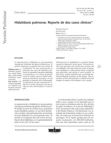 Hidatidosis pulmonar. Reporte de dos casos clÃ­nicos