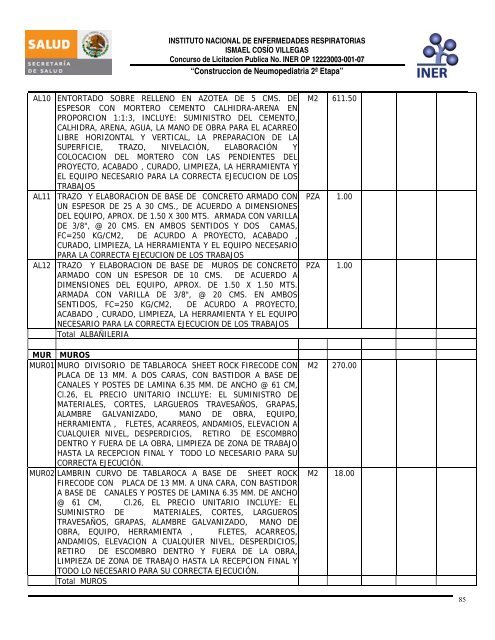 CONSTRUCCION DE NEUMOPEDIATRIA 2a ETAPA - Instituto ...