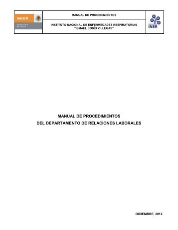 manual de procedimientos del departamento de relaciones laborales