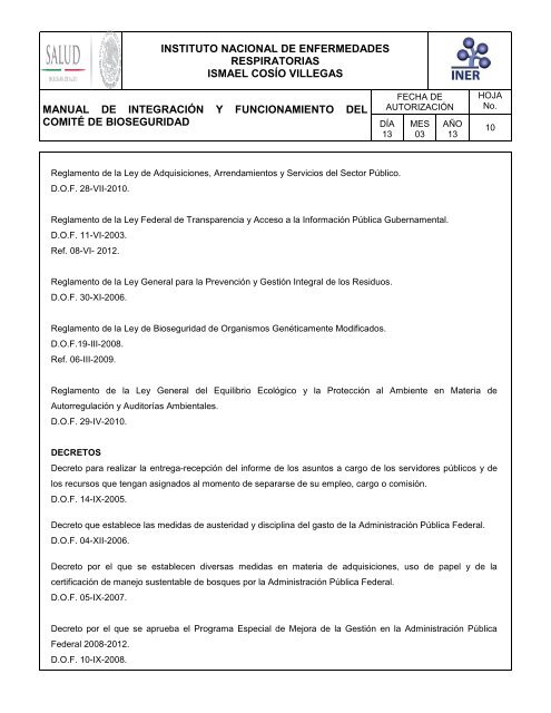 ComitÃ© de Bioseguridad - Instituto Nacional de Enfermedades ...