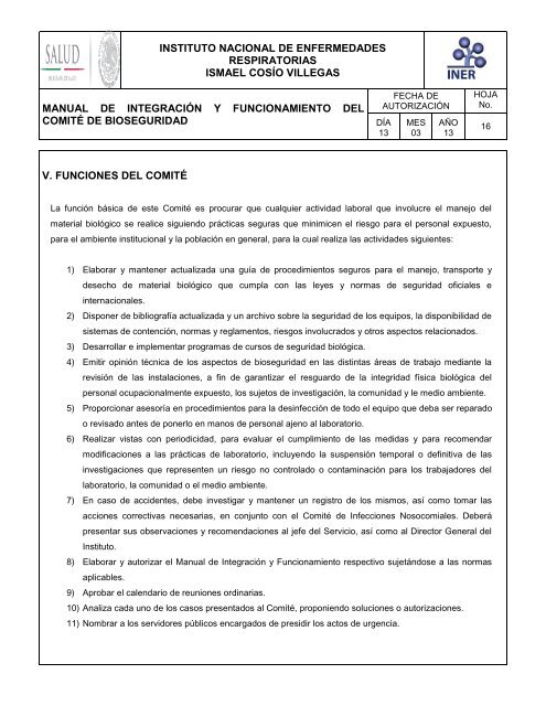 ComitÃ© de Bioseguridad - Instituto Nacional de Enfermedades ...