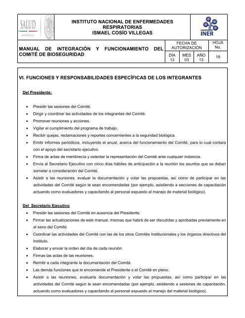 ComitÃ© de Bioseguridad - Instituto Nacional de Enfermedades ...