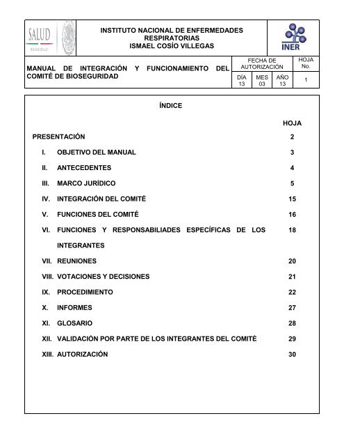 ComitÃ© de Bioseguridad - Instituto Nacional de Enfermedades ...