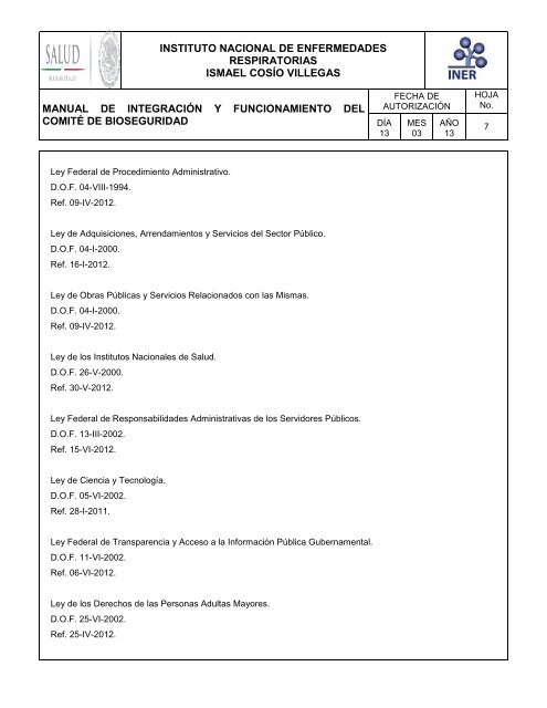 ComitÃ© de Bioseguridad - Instituto Nacional de Enfermedades ...