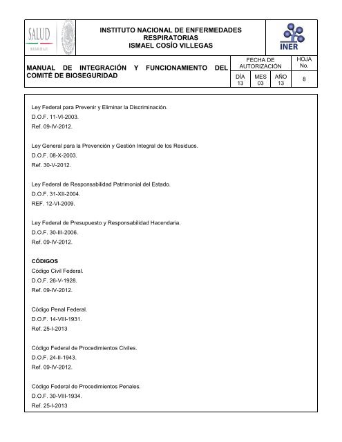 ComitÃ© de Bioseguridad - Instituto Nacional de Enfermedades ...