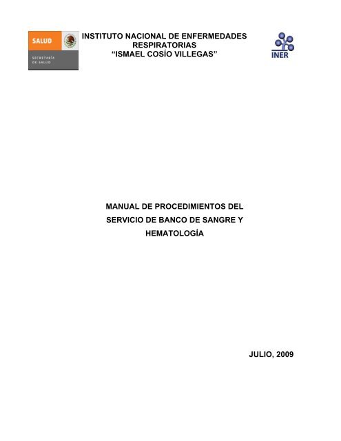 servicio del Banco de Sangre - Instituto Nacional de Enfermedades ...
