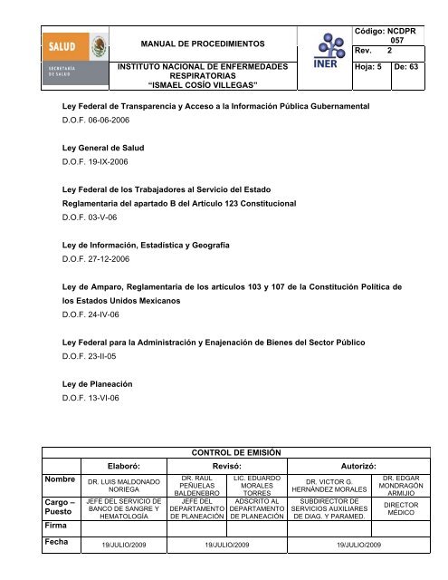 servicio del Banco de Sangre - Instituto Nacional de Enfermedades ...