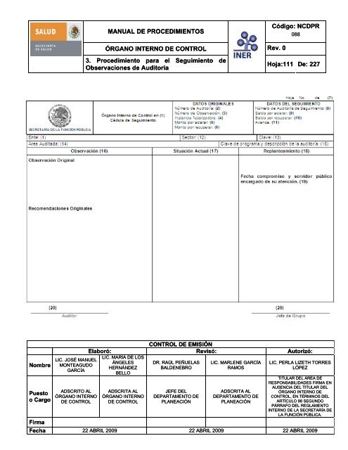 manual de procedimientos del Ã³rgano interno de control - Instituto ...