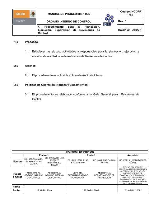 manual de procedimientos del Ã³rgano interno de control - Instituto ...