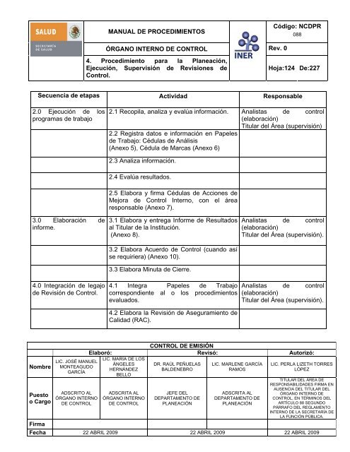 manual de procedimientos del Ã³rgano interno de control - Instituto ...