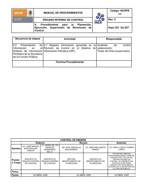 manual de procedimientos del Ã³rgano interno de control - Instituto ...