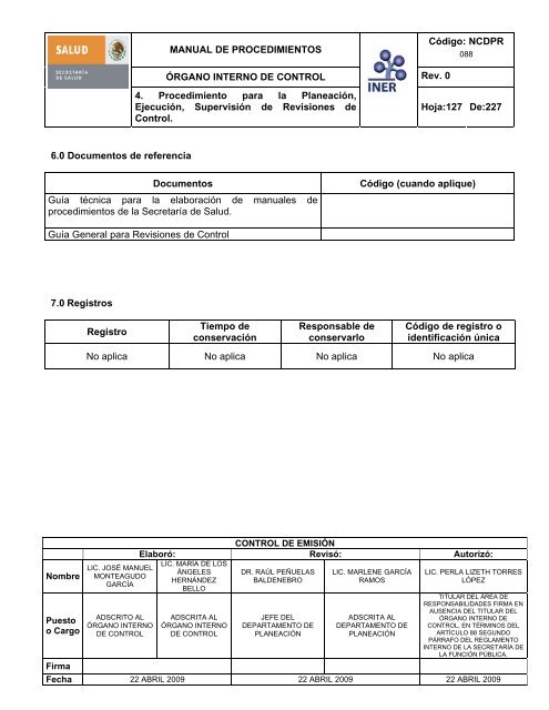 manual de procedimientos del Ã³rgano interno de control - Instituto ...