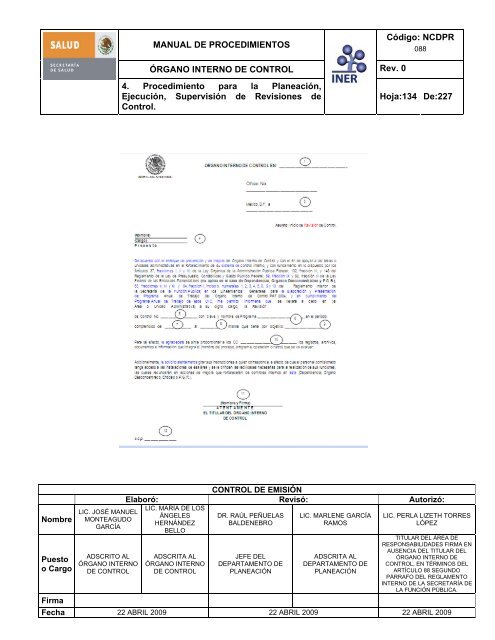 manual de procedimientos del Ã³rgano interno de control - Instituto ...