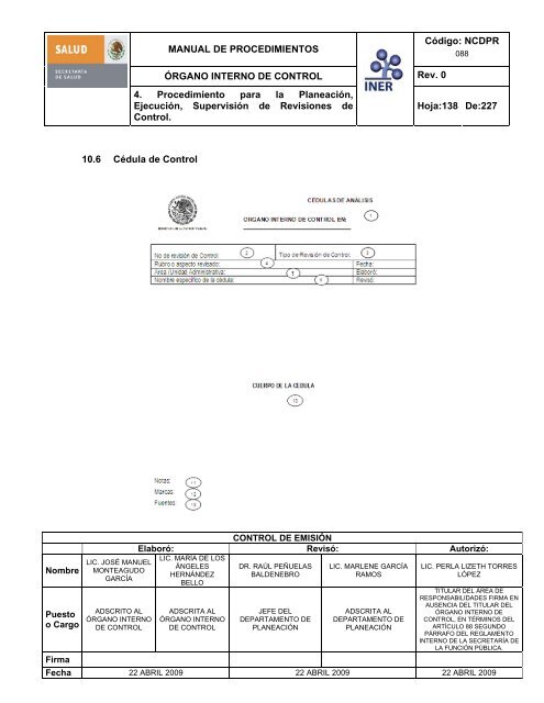 manual de procedimientos del Ã³rgano interno de control - Instituto ...