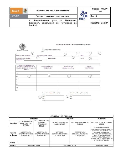 manual de procedimientos del Ã³rgano interno de control - Instituto ...