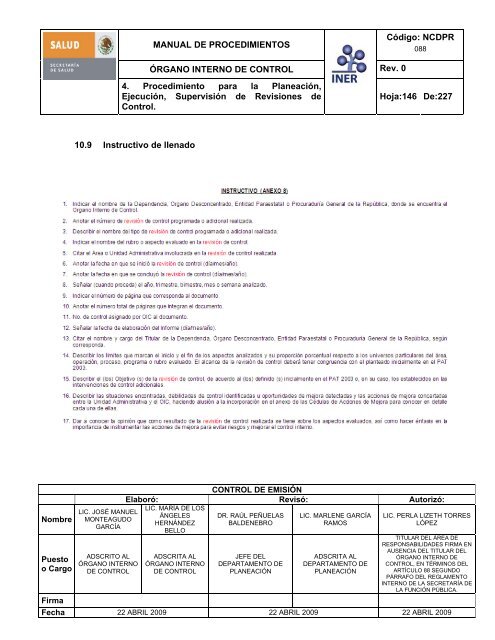 manual de procedimientos del Ã³rgano interno de control - Instituto ...