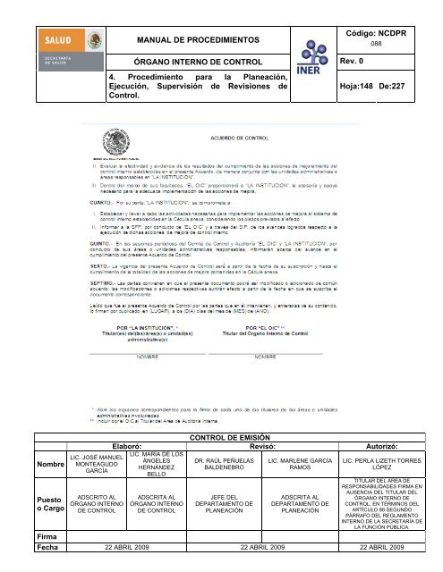 manual de procedimientos del Ã³rgano interno de control - Instituto ...