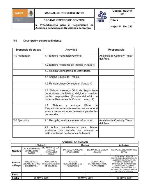 manual de procedimientos del Ã³rgano interno de control - Instituto ...