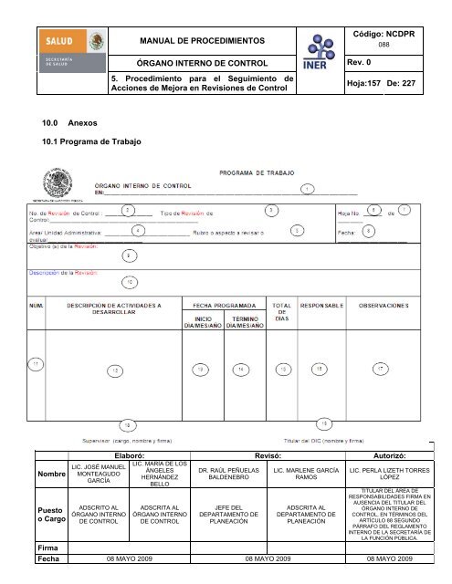 manual de procedimientos del Ã³rgano interno de control - Instituto ...